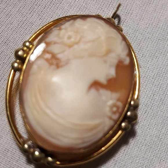 Vintage PR. ST. Co. 1/20 12K GF Cameo Pendant or Pin Hand Carved Shell Woman - Picture 5 of 10